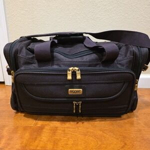 VTG Ascot Large Plum Purple Canvas‎ Duffle Bag Luggage Shoulder Strap Carry On